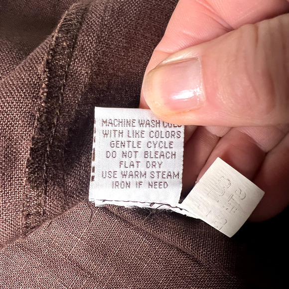 Vintage Night Studio Womens Size 20 Linen Brown Button Accents Blouse Tunic - Picture 14 of 16